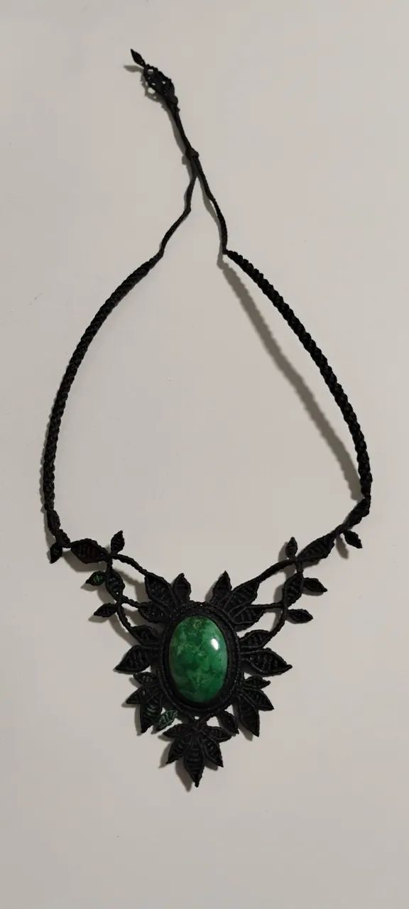 Colar micro macramé com pedra crisocola  - Foto 2