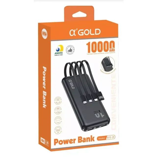Carregador Portátil 10000mAh aGold  Carregamento Simples e Fácil - Foto 2