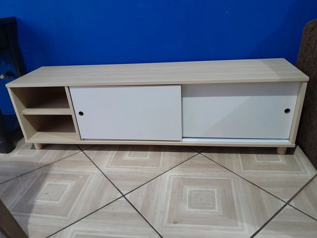 Rack retrô laminada madeira MDF baixa