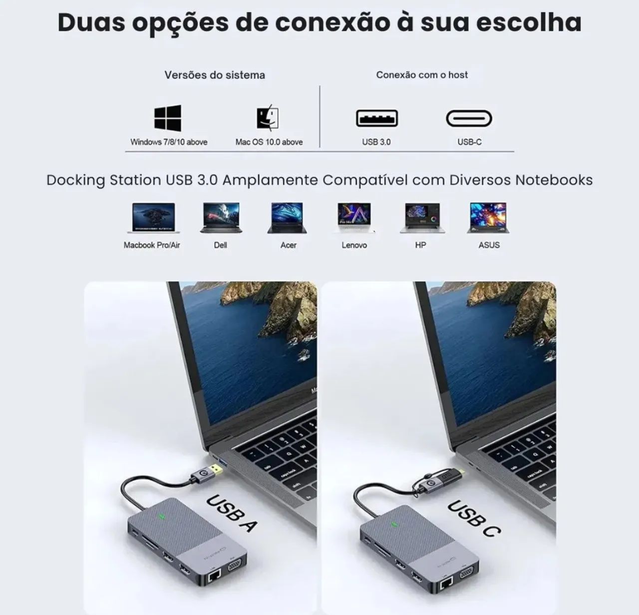 Hub DockStation Displaylink c/ Saída 4K HDMI USB-C E USB-A. Dupla tela pra Mac m1 - Foto 3