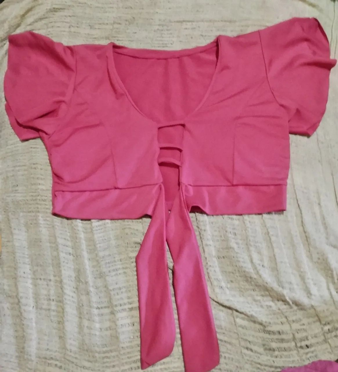 Croped Decotado Pink (Tamanho M)