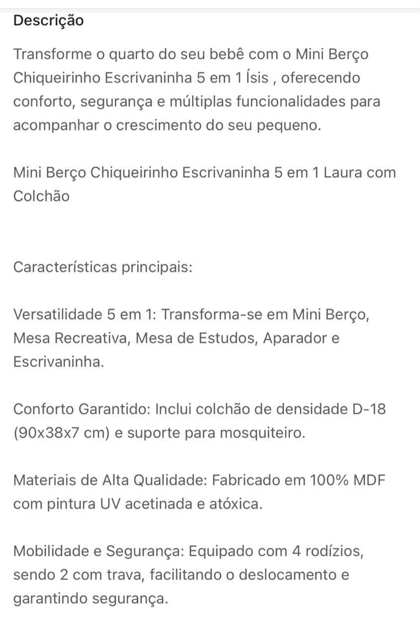 Mini Berço Seminovo  apenas 1 mês de uso  - Foto 3