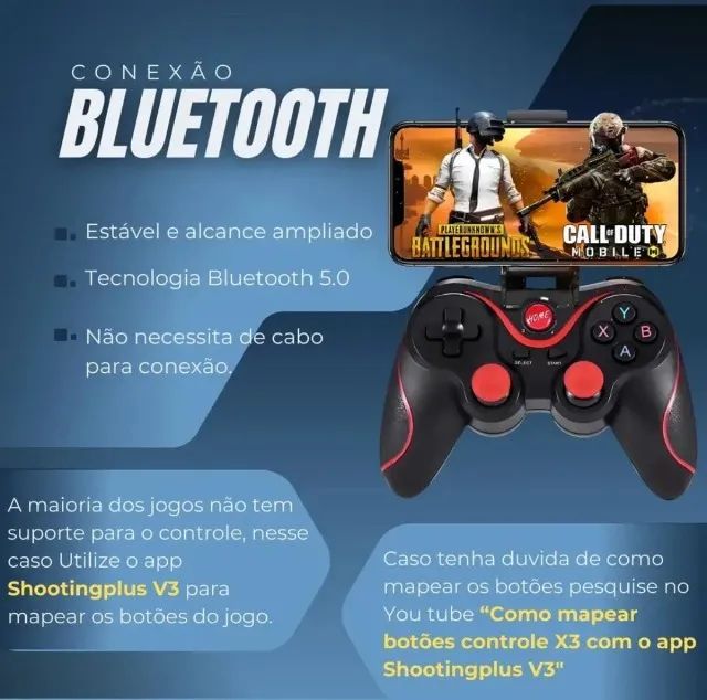 Controle Game Pad Bluetooth Joystick X3 - Foto 5