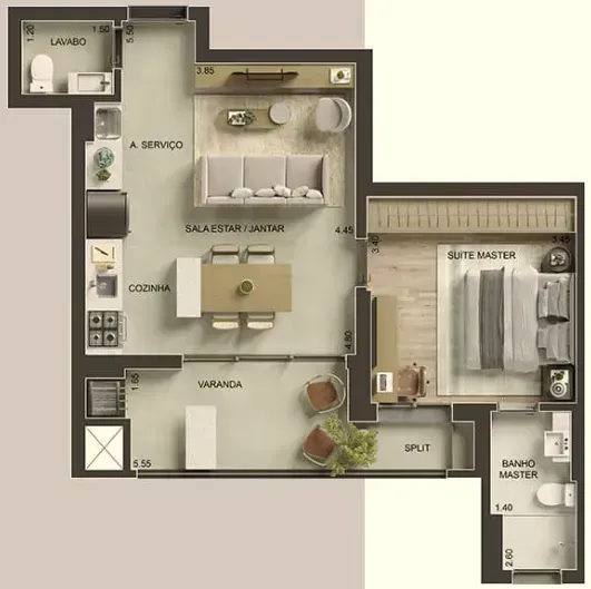PLANTA 58m²