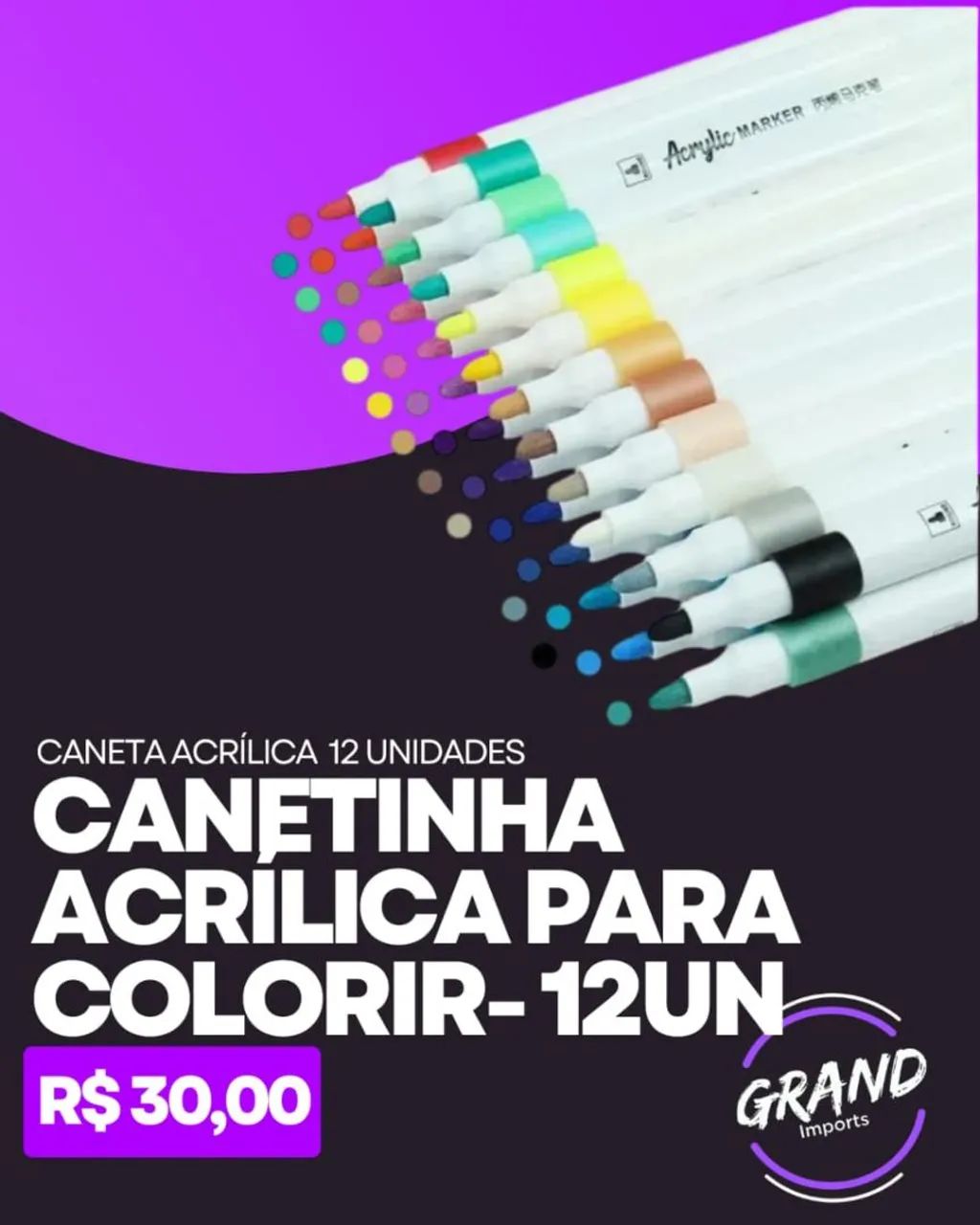 Canetinhas Acrílicas para colorir