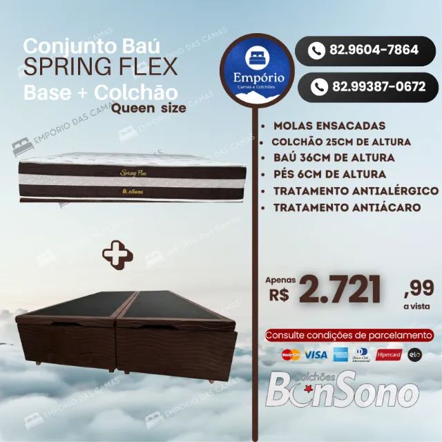 Cama Base bau e colchao bonsono molas ou espuma - Foto 2