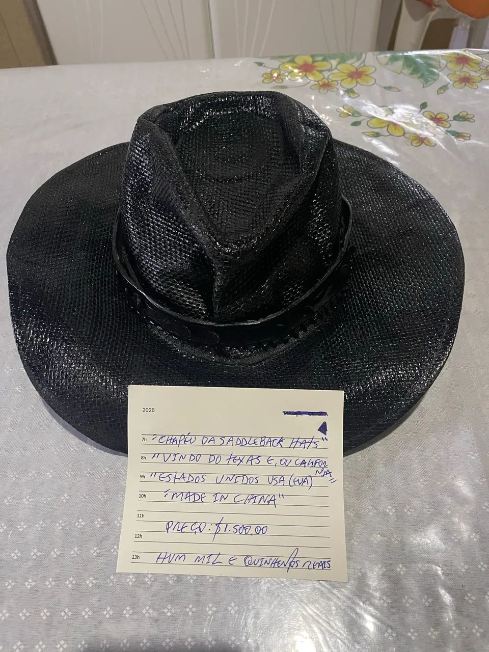 CHAPÉU PRETO COWBOY  VINDO DO TEXAS SADDLEBACK HATS - Foto 2