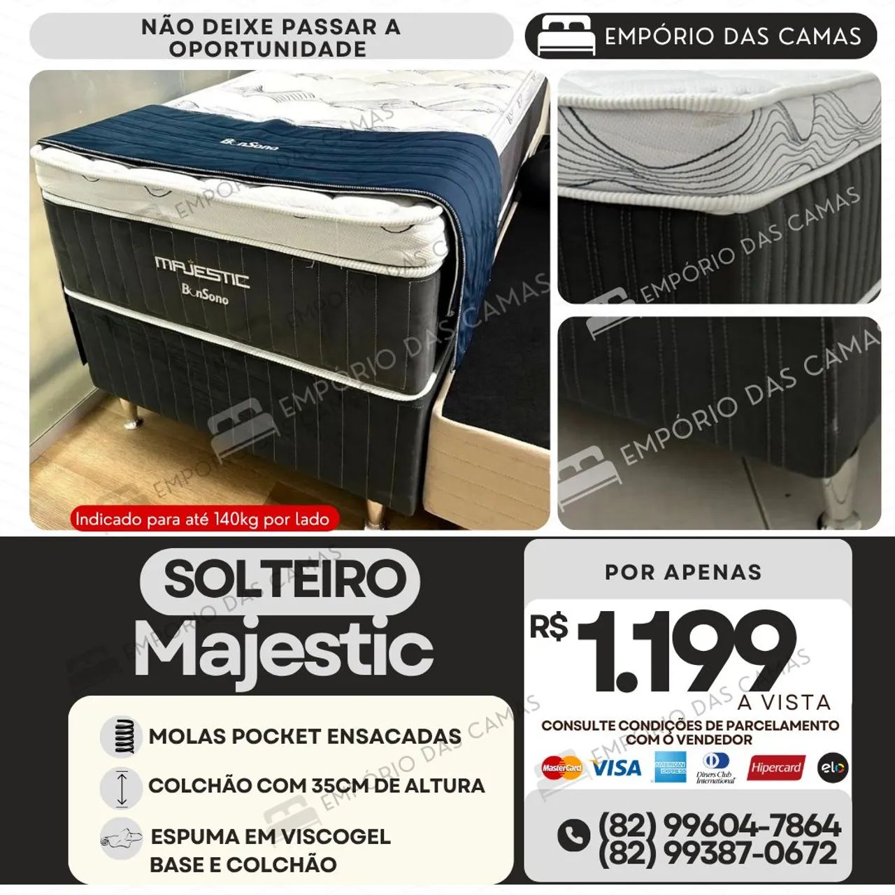 Cama solteiro bonsono molas ou espuma base e colchão  - Foto 3