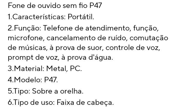 Fone de ouvido P47 Bluetooth sem fio  - Foto 3