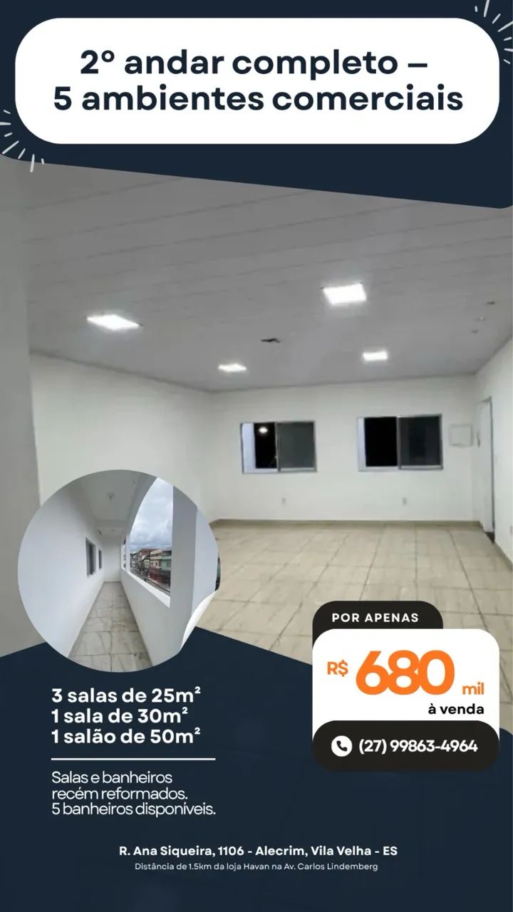 VENDO 5 salas comerciais 2° segundo andar vila velha - Foto 3