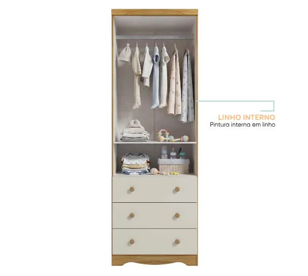 Roupeiro Infantil Lumi 2 Portas, 100% MDF  - Foto 4