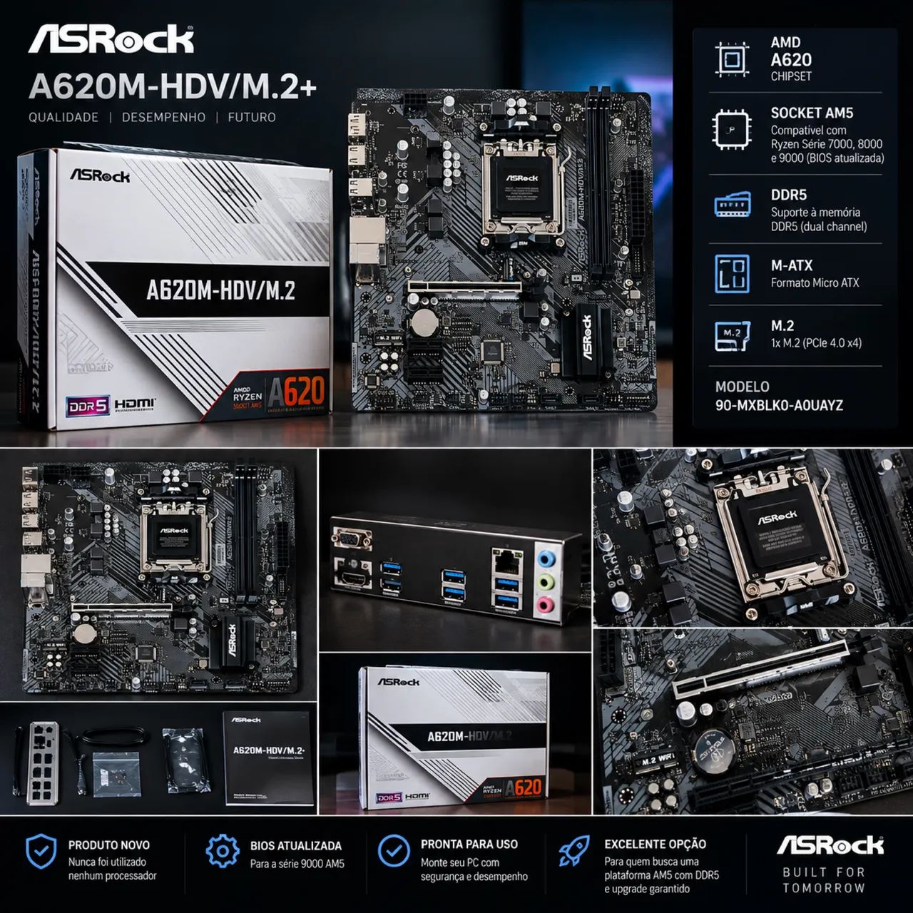 PLACA-MÃE ASRock A620M-HDV/M.2+ 