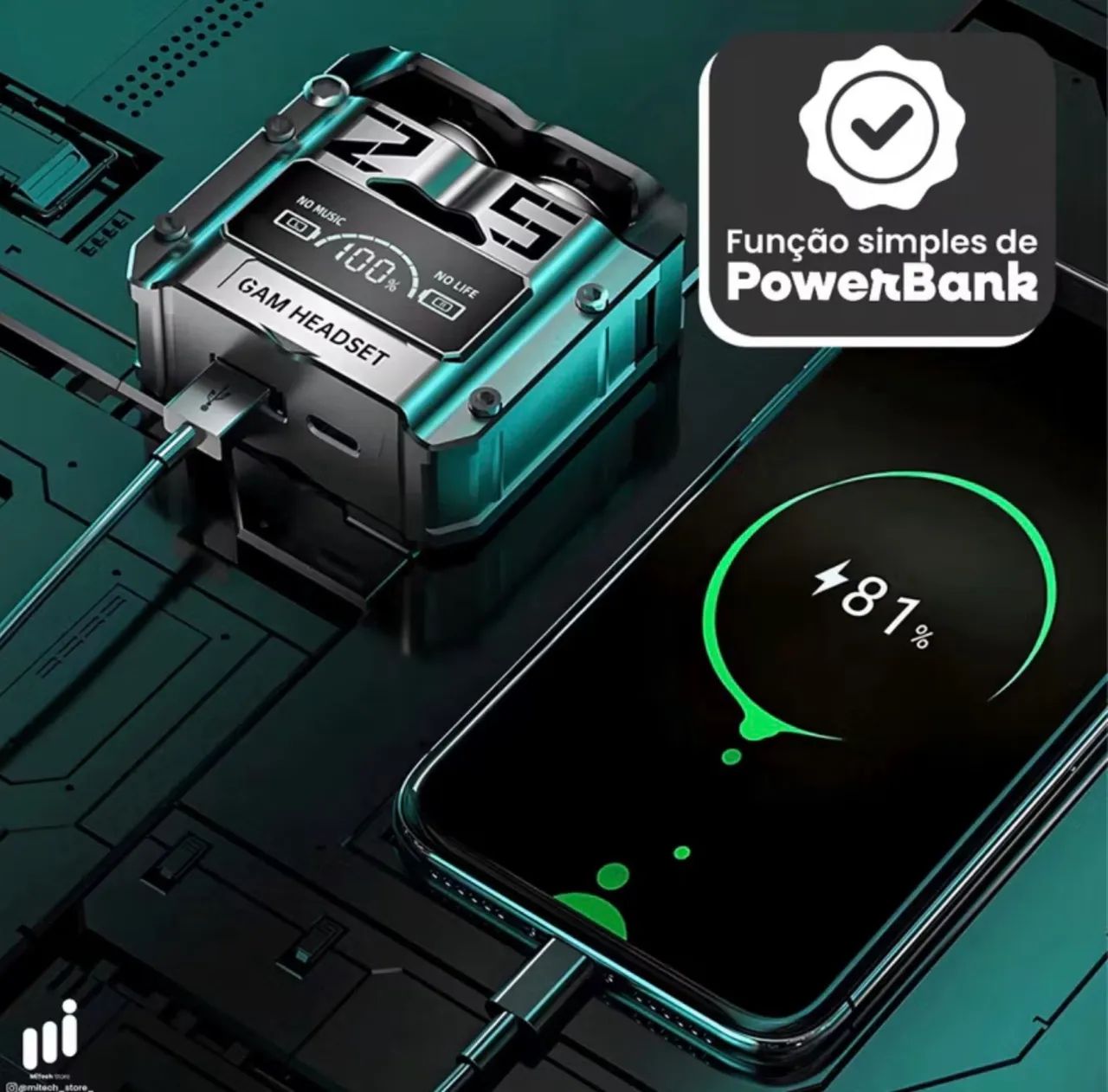 fone Bluetooth dois em um carrega o seu celular - Foto 4