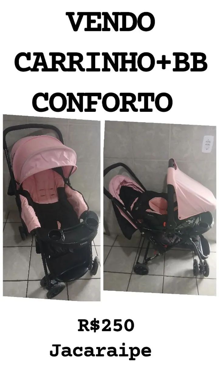 Vendo carrinho + bebe conforto