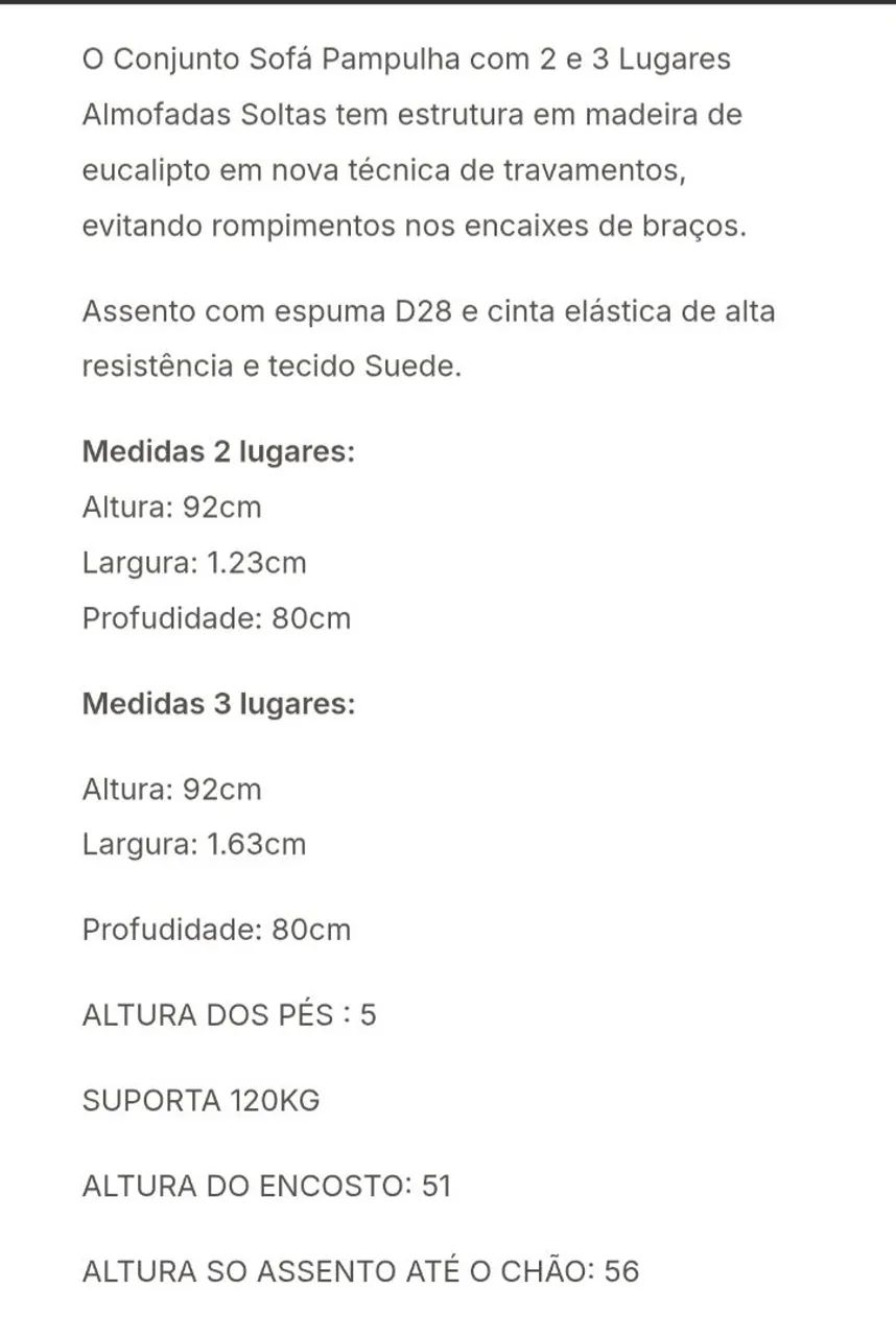 Jogo de Sofá 2 e 3 Lugares Pampulha  - Foto 4