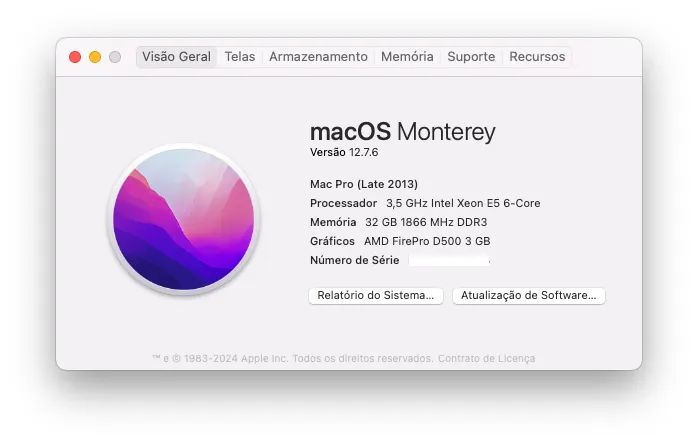 Apple Mac Pro Late 2013 (A1481) 32GB de RAM SSD 256GB