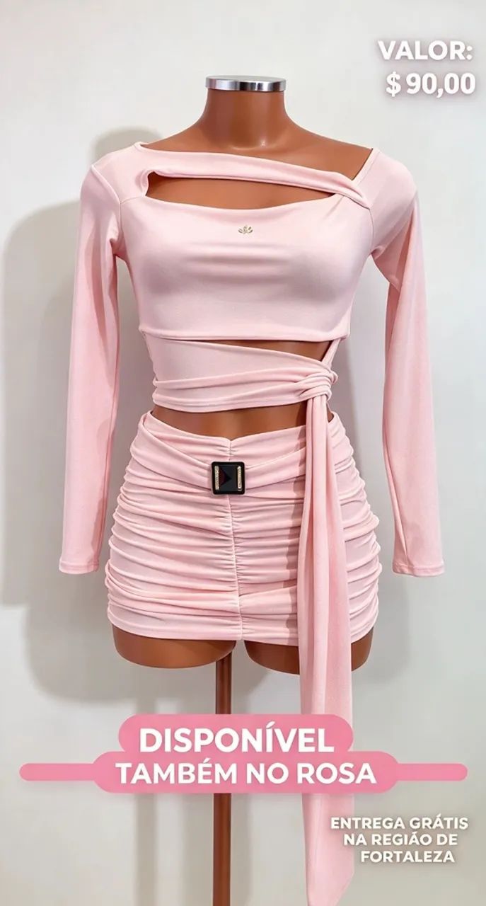 Conjunto poliamida, short saia 