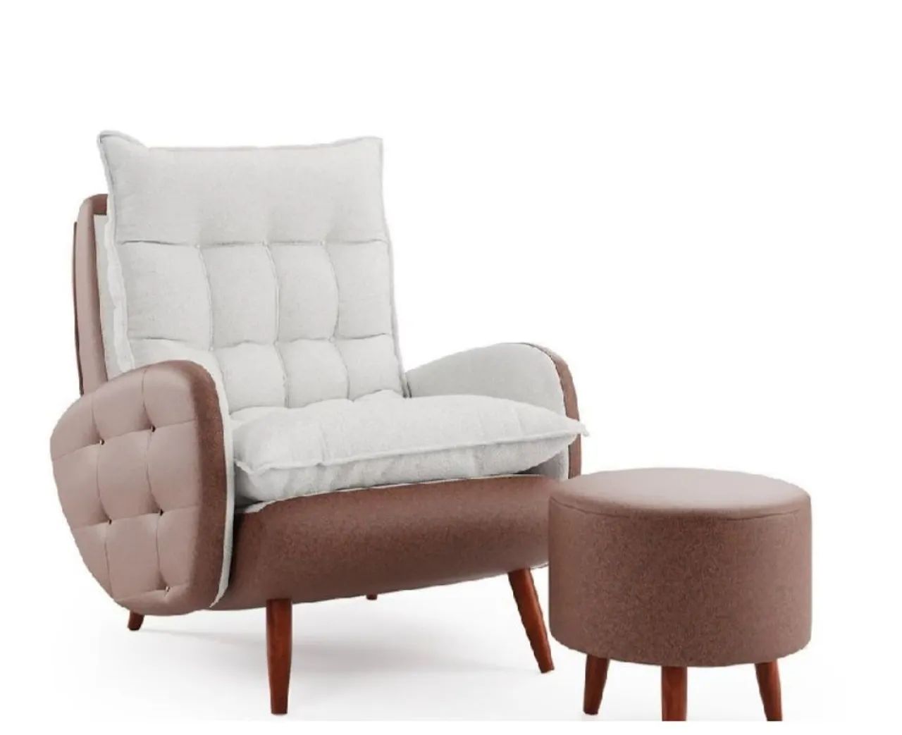 Poltrona com Puff Corino Marrom/Cinza Eloá Plus 73cm Marrom/Cinza - Foto 2