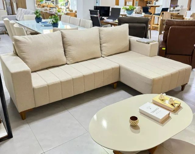 Sofá Sette 2.50 com Chaise Linho  - Foto 2