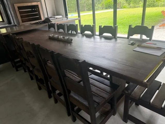 Jogo de Salão de Festas Rústico (Mesa e Balcões)