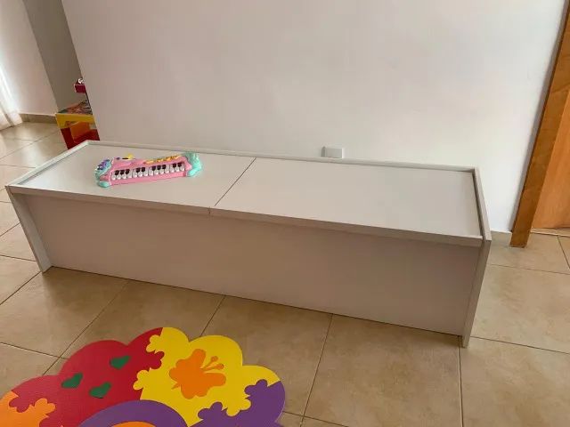 Banco com Baú 180cm Branco