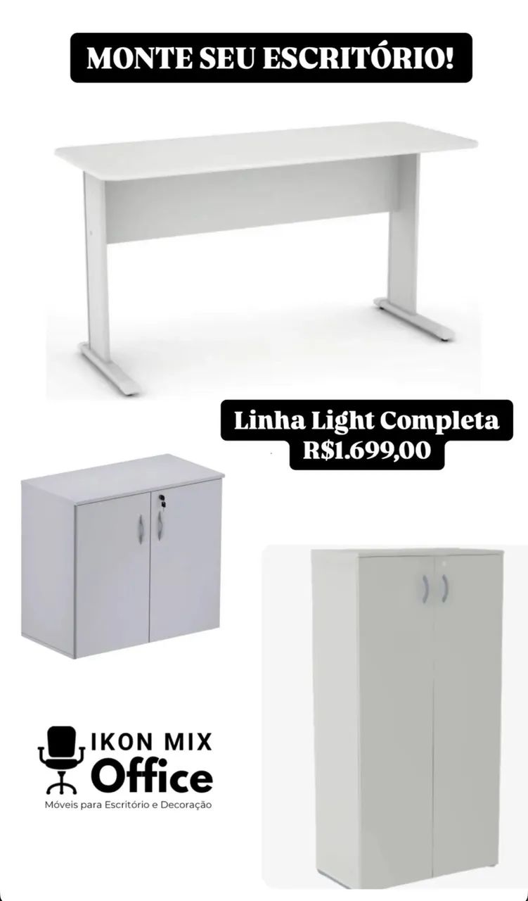 Conjunto MESA DE ESCRITORIO E ARMÁRIOS LOJA IKONOFFICE  - Foto 2