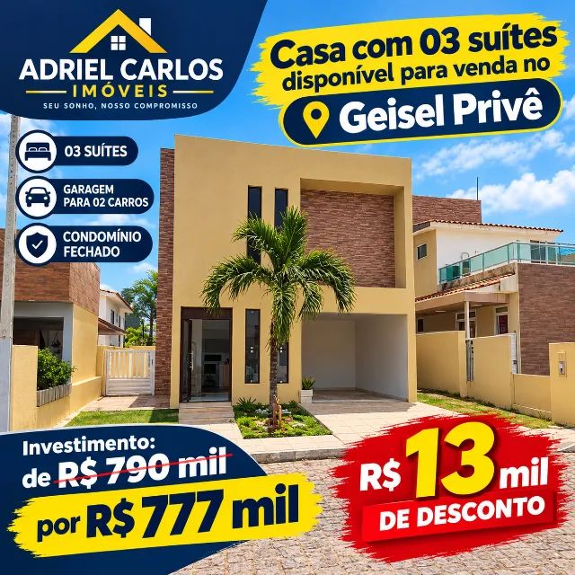 Casa de primeiro andar com 03 suítes no Geisel Privê