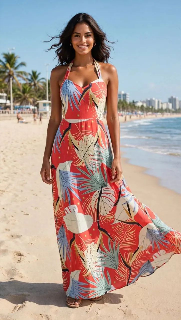 Vestido longo colorido