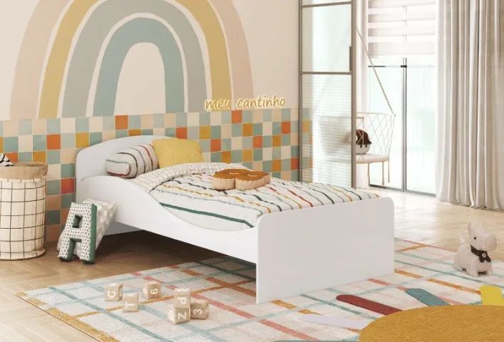 Cama Infantil Lua Solteiro, 100% MDF - Peroba