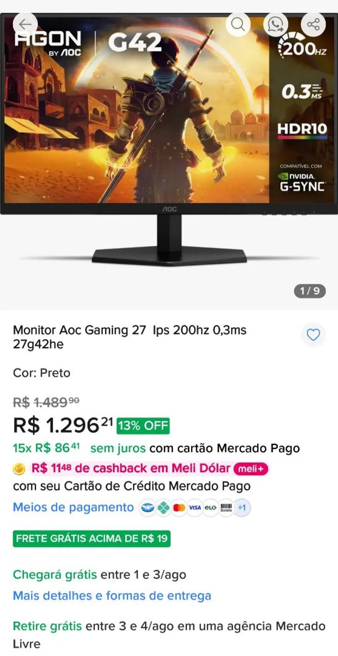 Monitor Gamer aoc Agon 27 - Foto 2