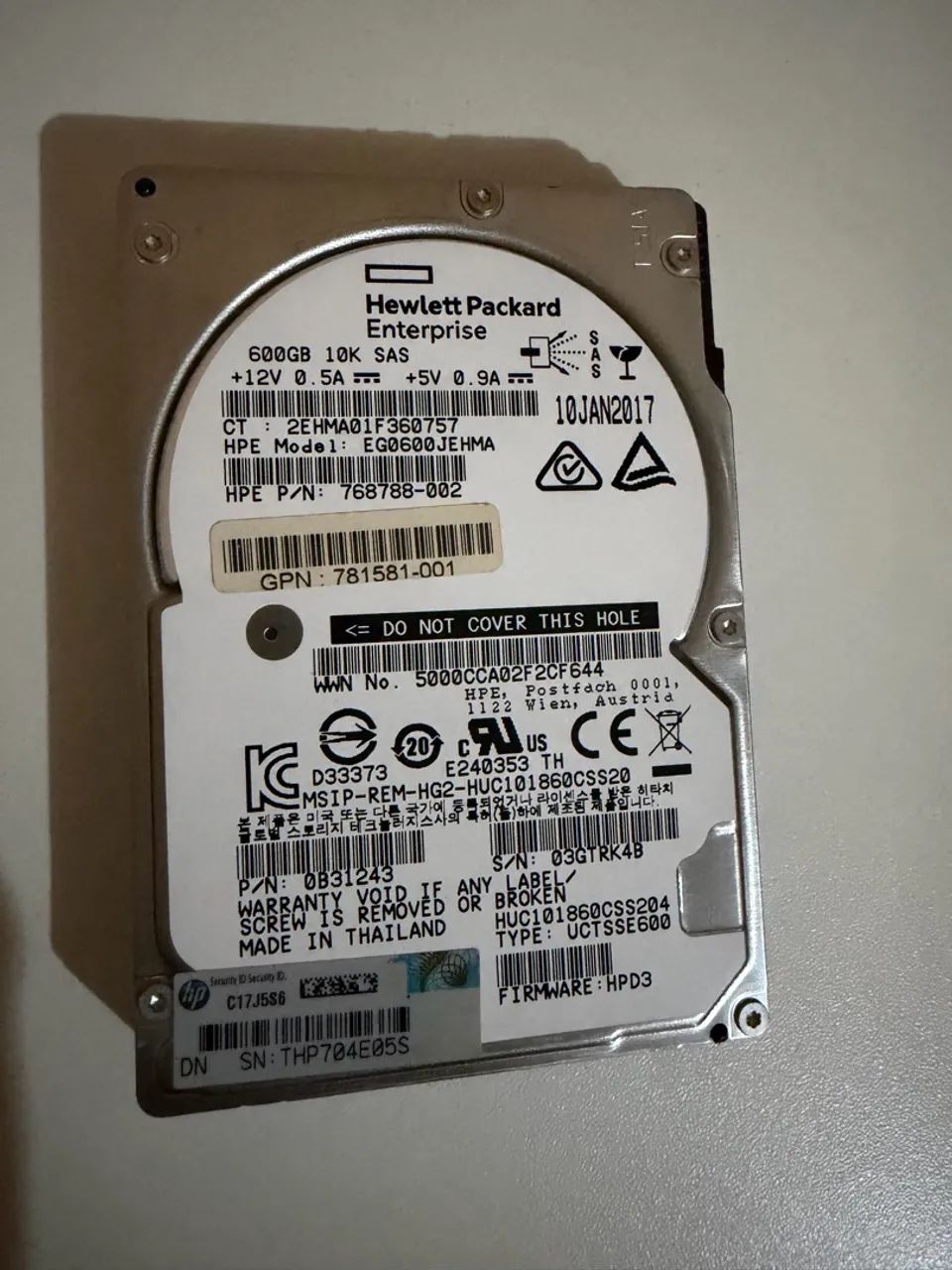HD SAS Servidor HP