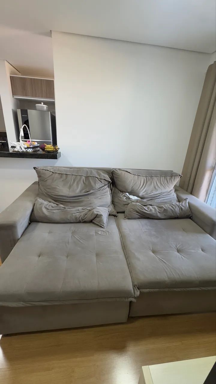 Sofá em tecido suede marrom retrátil e reclinável - Foto 2