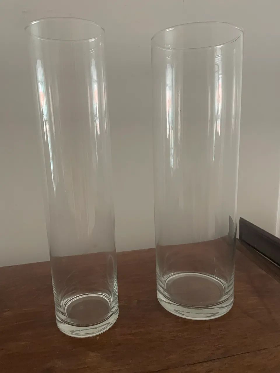 02 Vasos Vidro lindo decoração 12d e 9d x 28 altura 