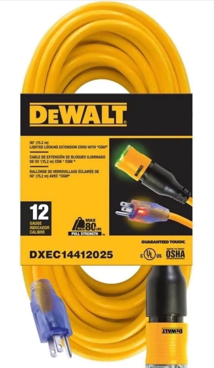 CABO DE EXTENSÃO ELÉTRICA DEWALT 25 FT - Foto 5
