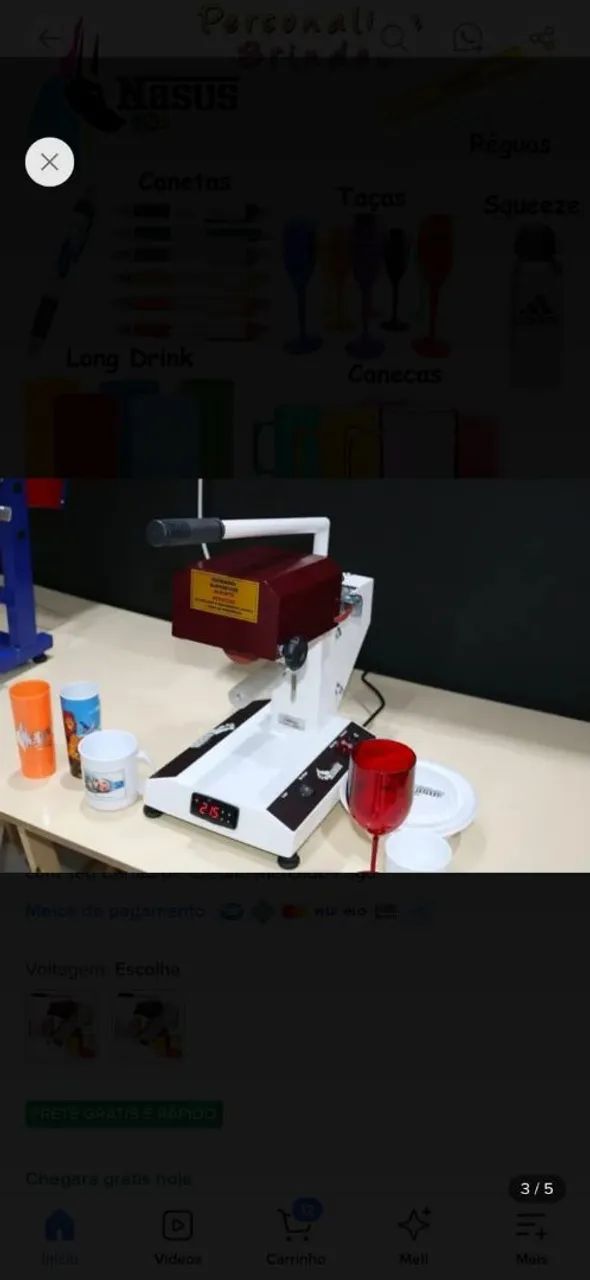 Maquina Transfer Giro 360 Nasus Ink Long Drink Caneca - Foto 2