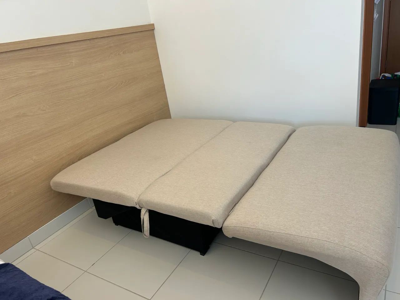 Sofá-cama 113cm Linho Bege - Foto 4