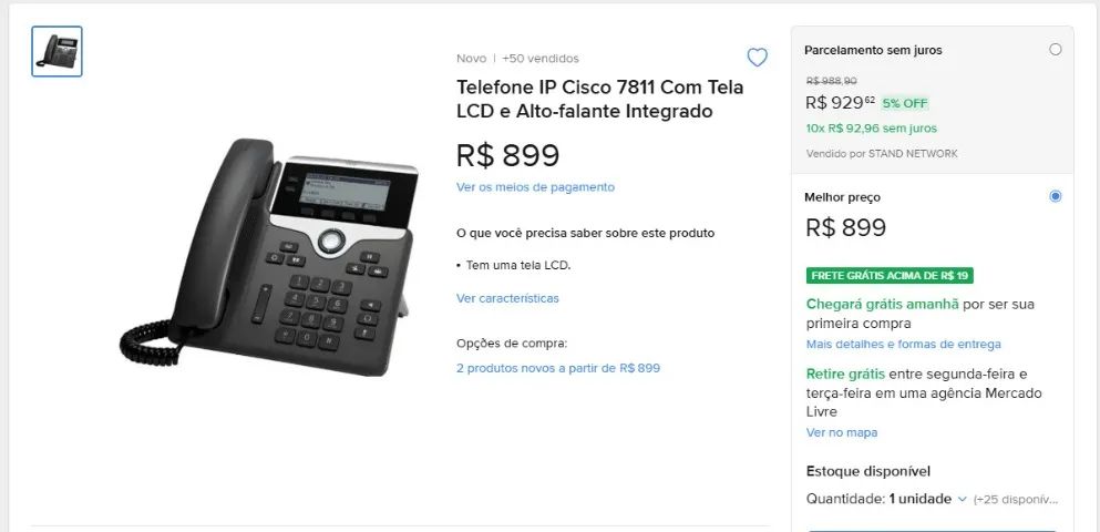 telefone de mesa cisco ip phone cp-7811-k9 novo - Foto 3