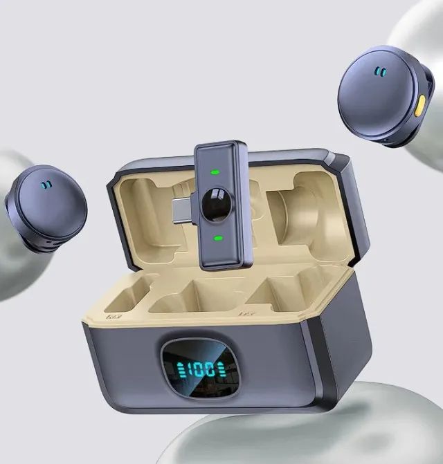 Microfone Lapela Sem Fio Magnético Q8 Para Celular USB-C