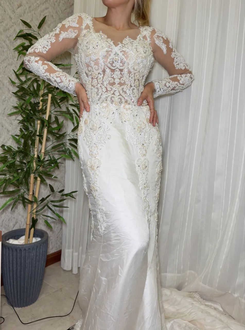 Vestido de noiva bordado em tule e renda 38/40 - Foto 4