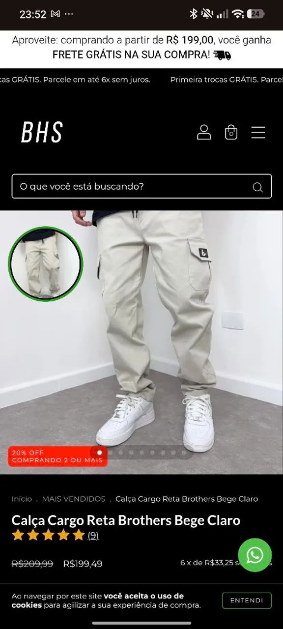 Calça cargo bege tam 42 - Foto 3