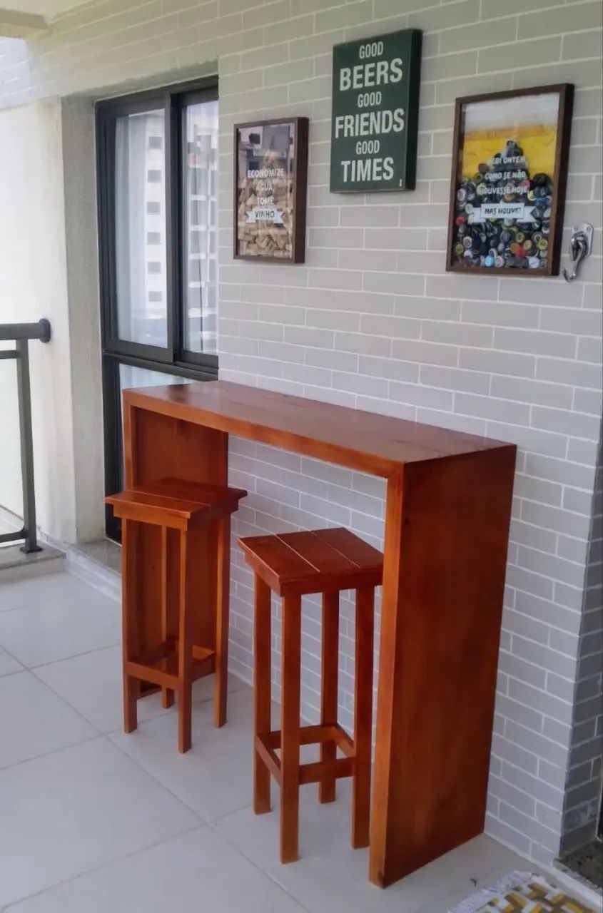 Bancada de Madeira Maciça com Banquetas - Foto 5