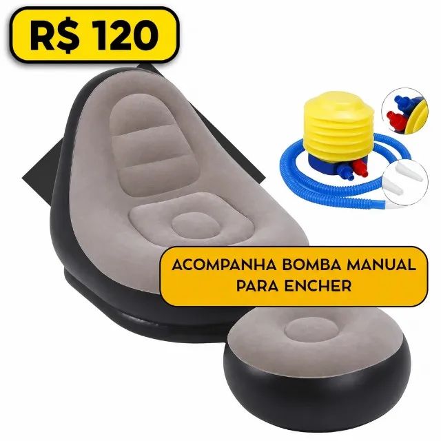Poltrona Puff Inflável com Apoio para os Pés