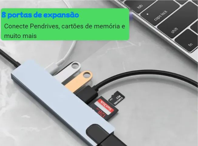HUB Tipo C 8 em 1 Com HDMi Para Notebook / Macbook - Foto 2