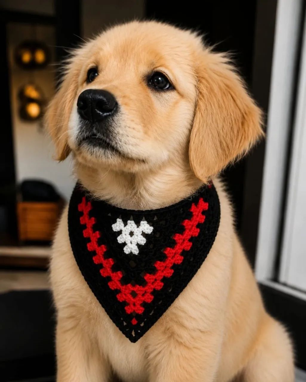 Bandana Pet Time Futebol Crochê Artesanal - Cães - Vários Tamanhos P M G - Foto 5
