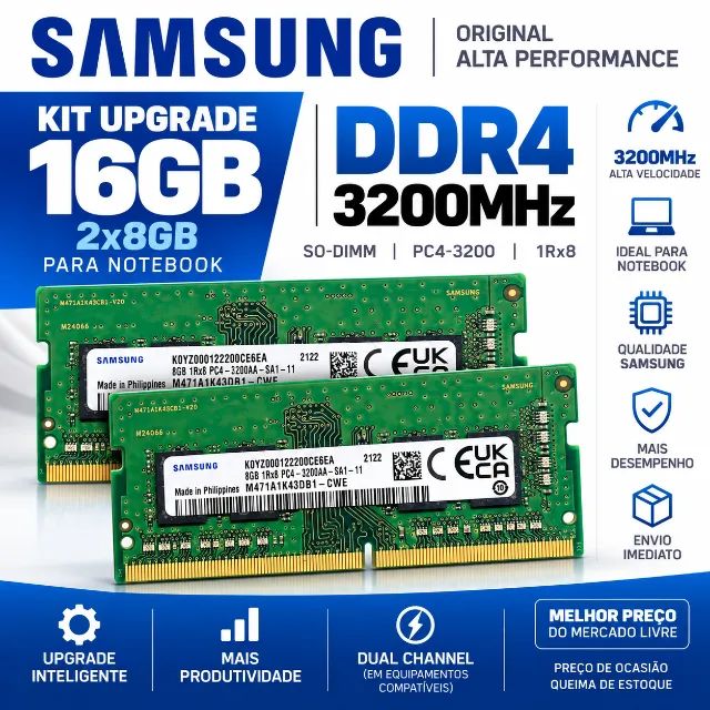Kit 16GB RAM 2x8GB DDR4 3200MHz Samsung Original Notebook