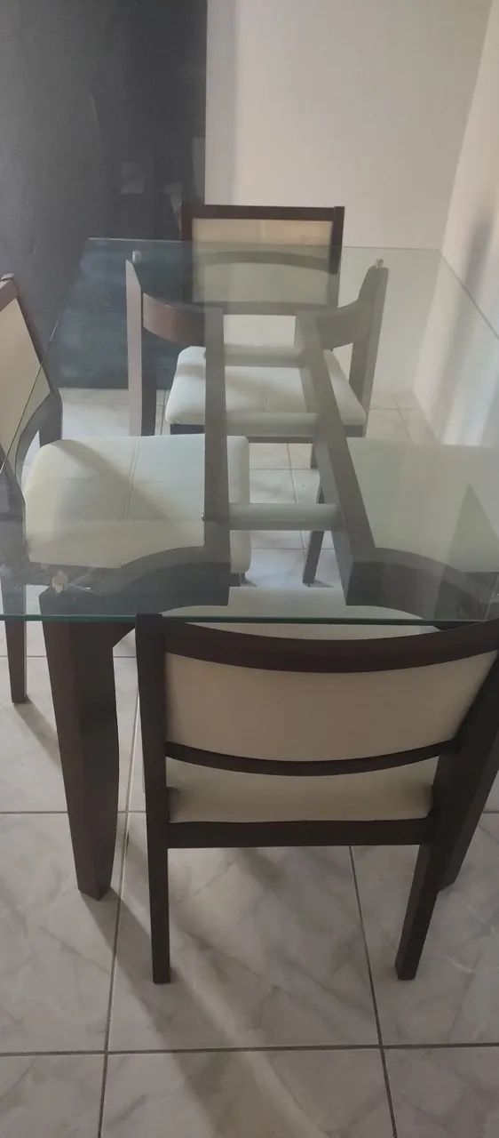 Conjunto de mesa de jantar com tampo de vidro  - Foto 5