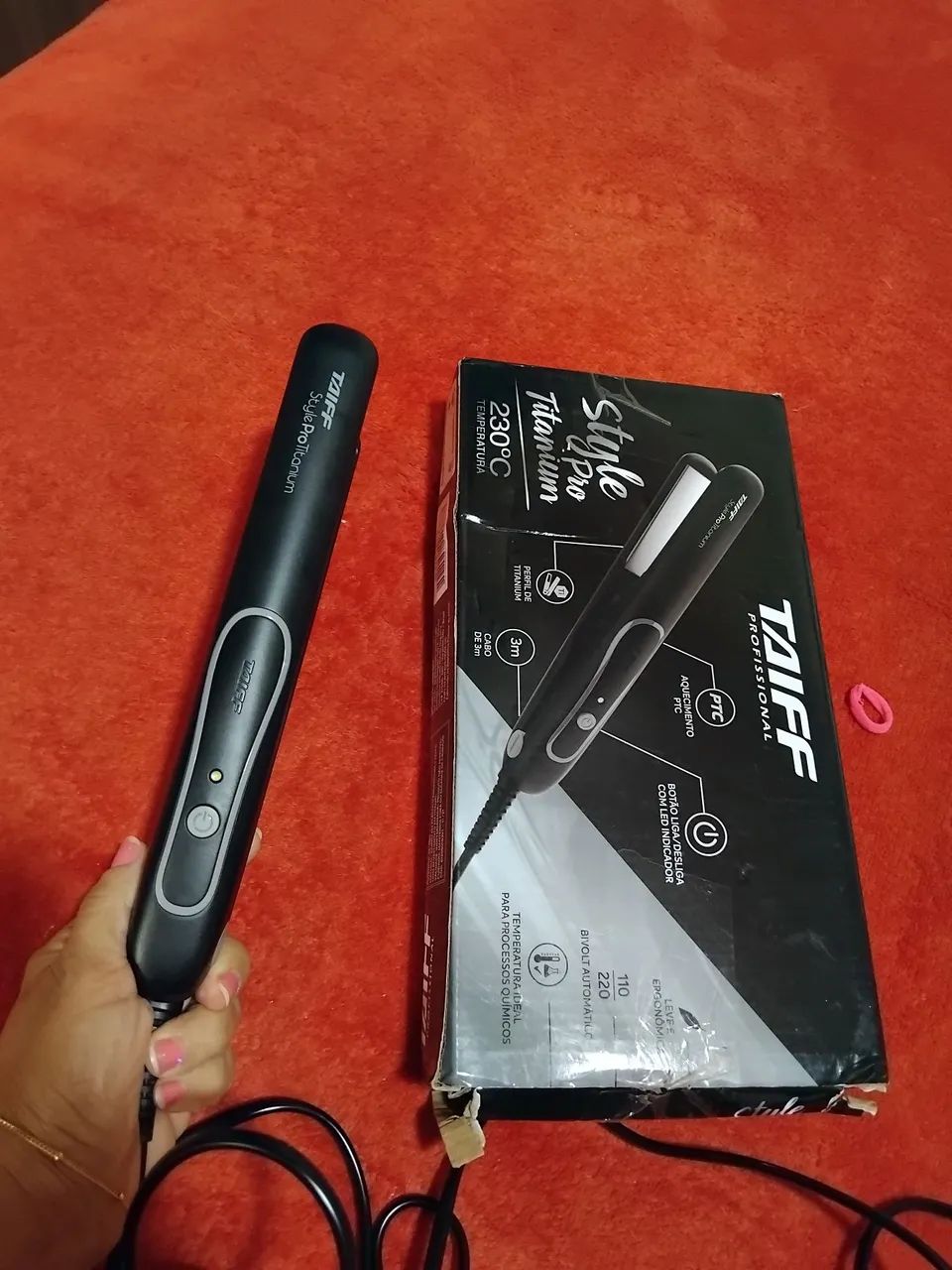 0Chapinha, Prancha Alisadora de Cabelo, Taiff, Style Pro Titanium, 230ºC, Bivolt - PRETA