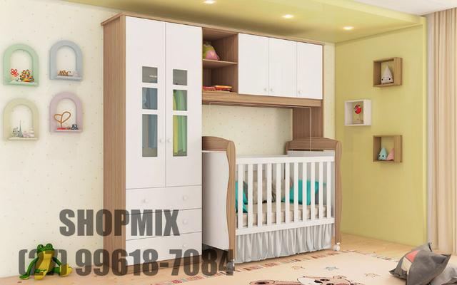 Frete Grátis* Quarto de Bebê Armário Rafa, Armário Componente e Berço Júnior - Módulo