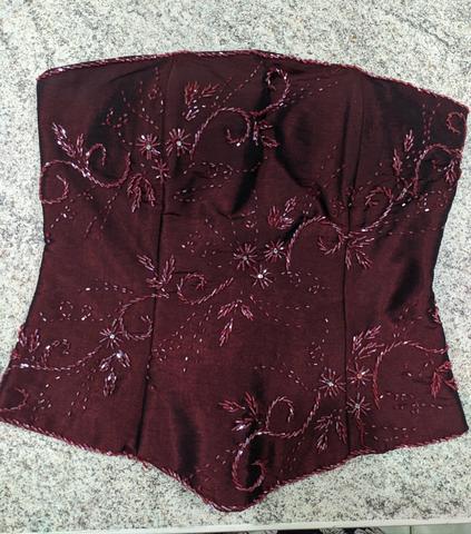 Corselet / Corset / Corpete / Espartilho Bordado Festa Tam PP