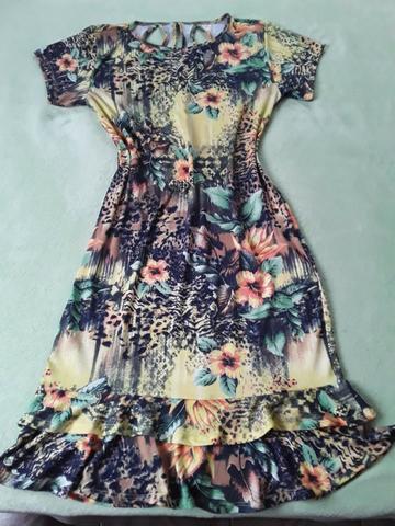 Vestido sereia midi estampado